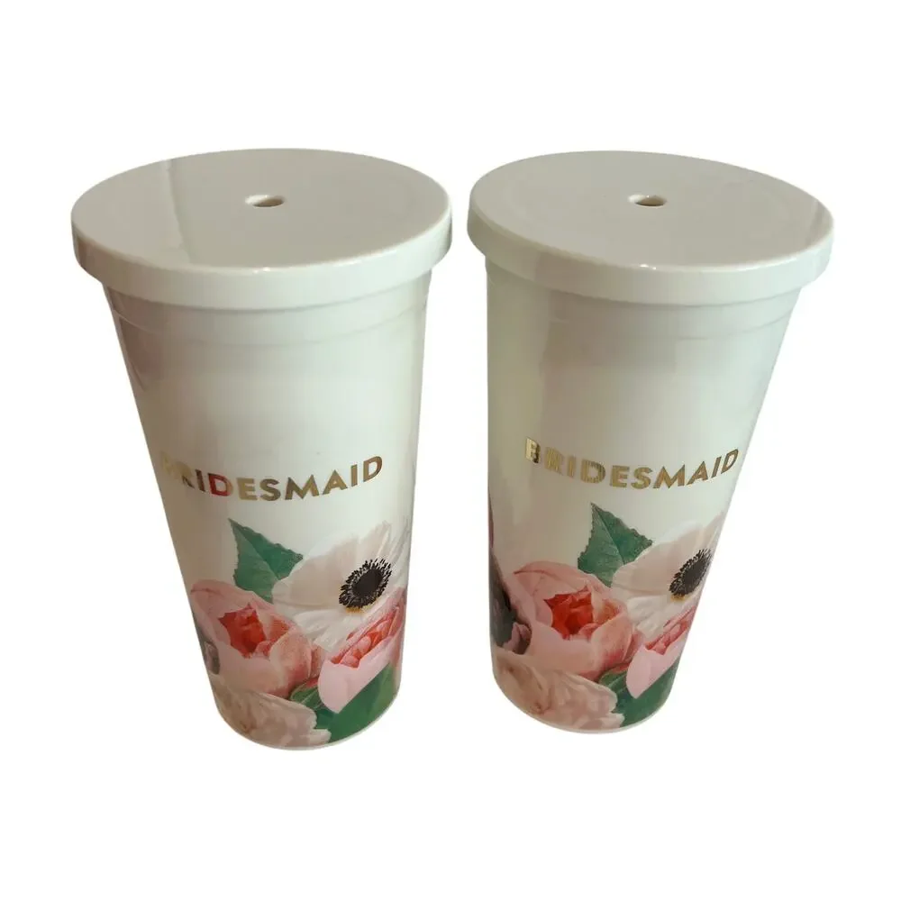 2 Kate Spade New York Bridesmaid Blushing Floral Tumbler set of 2 -24 oz Cups